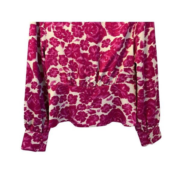 New! J.Crew Size 0 Pink Floral V-Neck Top Blouse - Picture 9 of 12